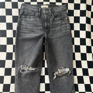 Madewell High Rise Mom Jean Distressed Detail 27P